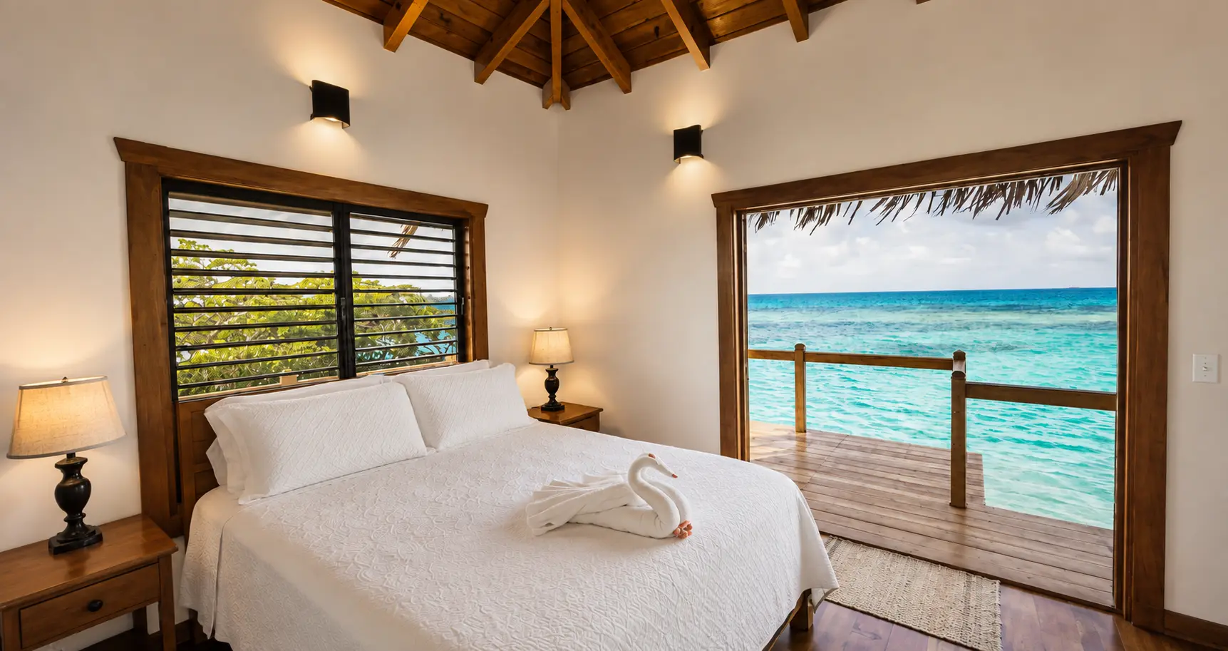 Bedroom 1 Website Panorama Little Peter Oasis Private Island | Belize Private Island Resort | Belize All Inclusive Private Island