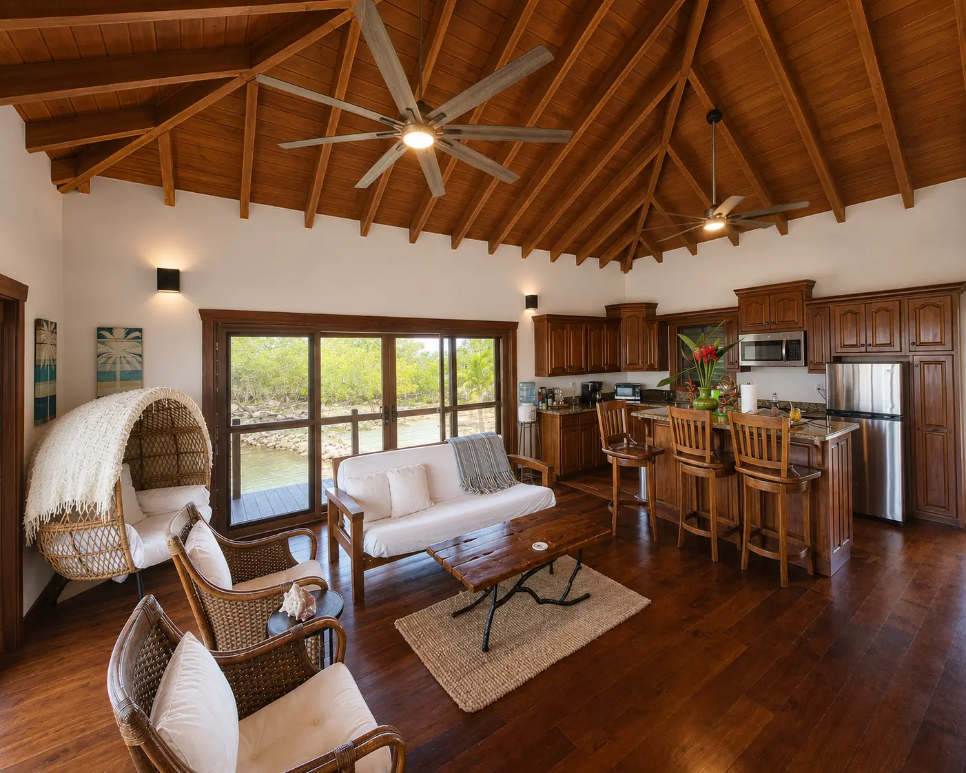 Family Room Kitchen View Little Peter Oasis Private Island | Belize Private Island Resort | Belize All Inclusive Private Island